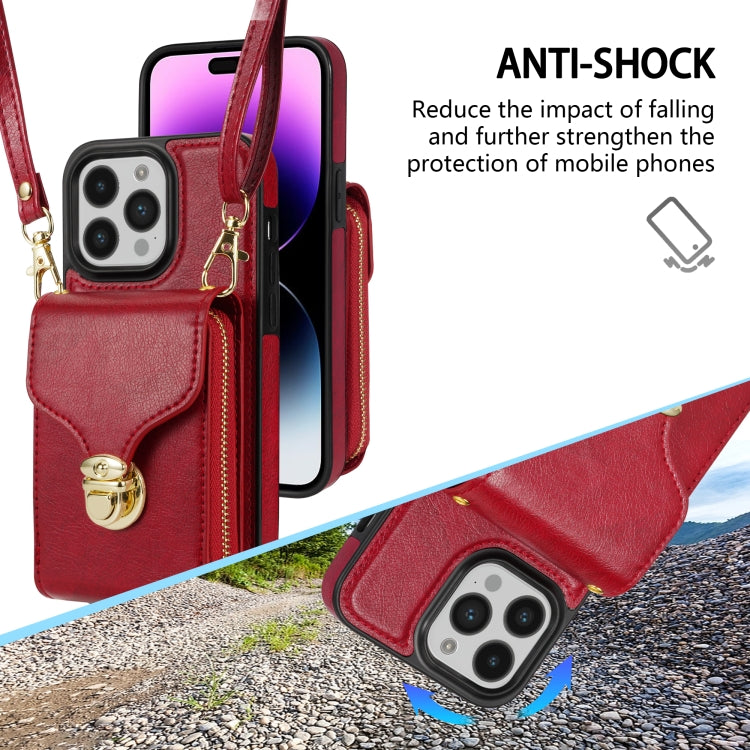 For iPhone 14 Pro Max Zipper Hardware Card Wallet Phone Case
