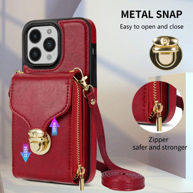 For iPhone 14 Pro Max Zipper Hardware Card Wallet Phone Case