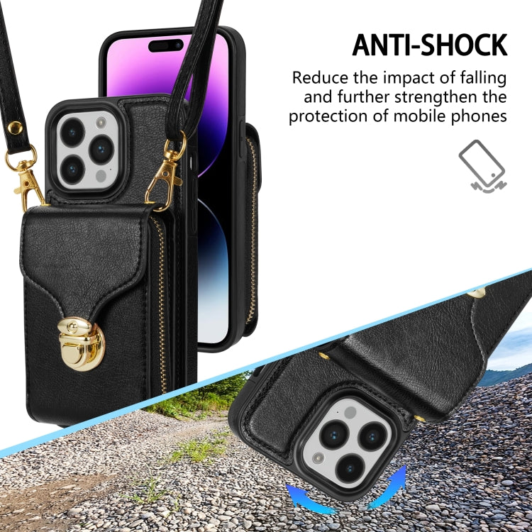 For iPhone 14 Pro Max Zipper Hardware Card Wallet Phone Case