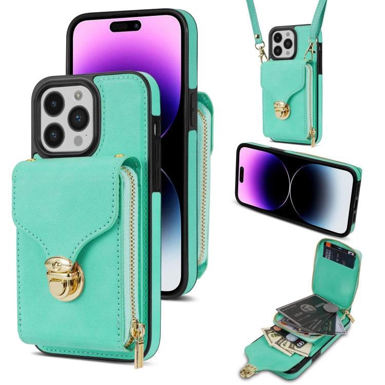 For iPhone 14 Pro Max Zipper Hardware Card Wallet Phone Case