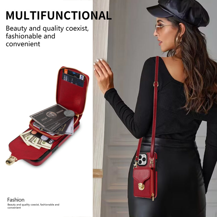 For iPhone 14 Pro Zipper Hardware Card Wallet Phone Case