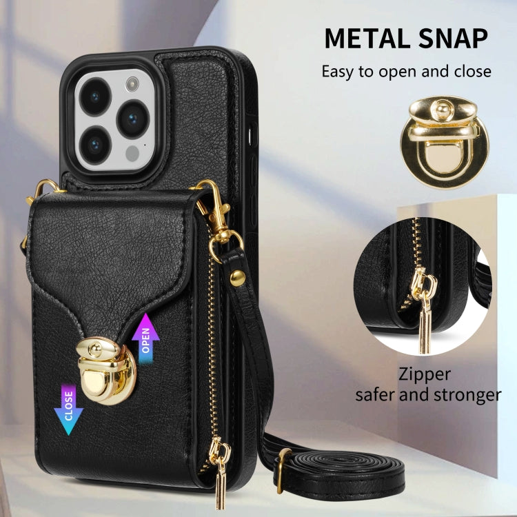 For iPhone 14 Pro Zipper Hardware Card Wallet Phone Case
