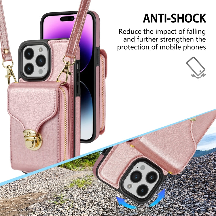 For iPhone 14 Pro Zipper Hardware Card Wallet Phone Case