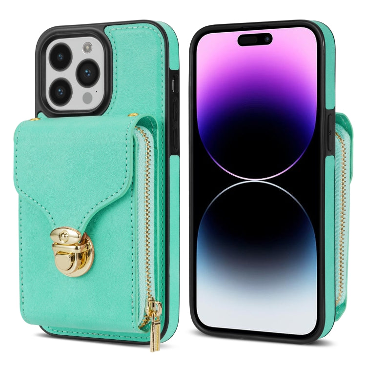 For iPhone 14 Pro Zipper Hardware Card Wallet Phone Case