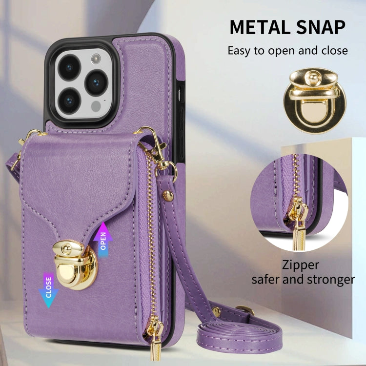 For iPhone 14 Pro Zipper Hardware Card Wallet Phone Case