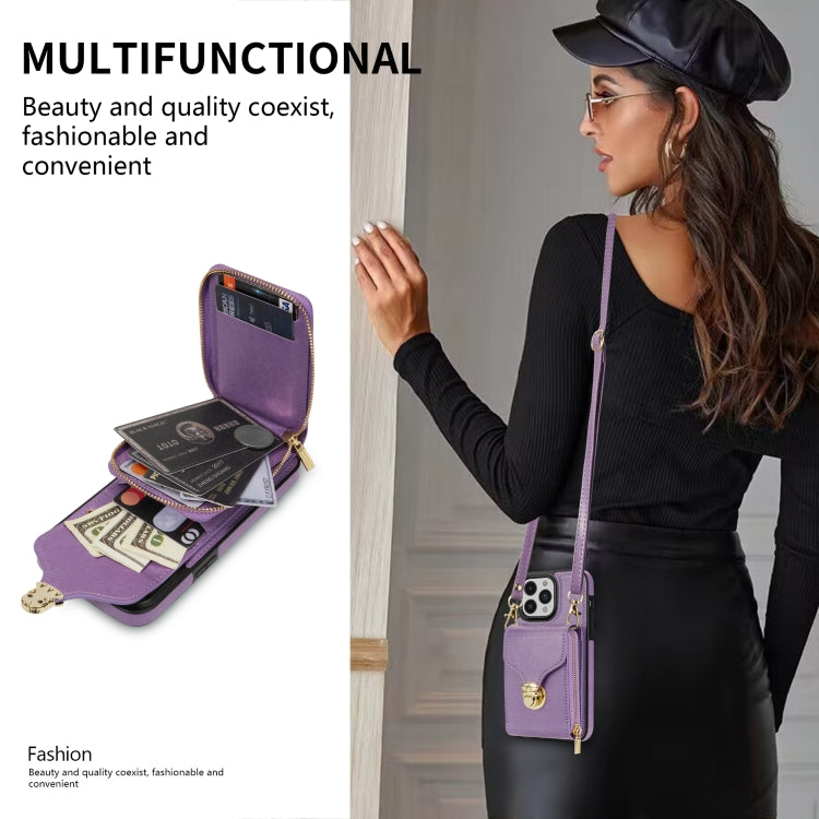 For iPhone 14 Pro Zipper Hardware Card Wallet Phone Case