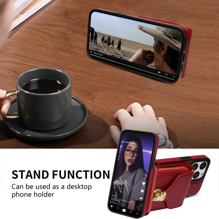 For iPhone 14 Plus Zipper Hardware Card Wallet Phone Case