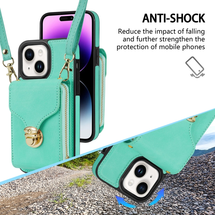 For iPhone 14 Plus Zipper Hardware Card Wallet Phone Case