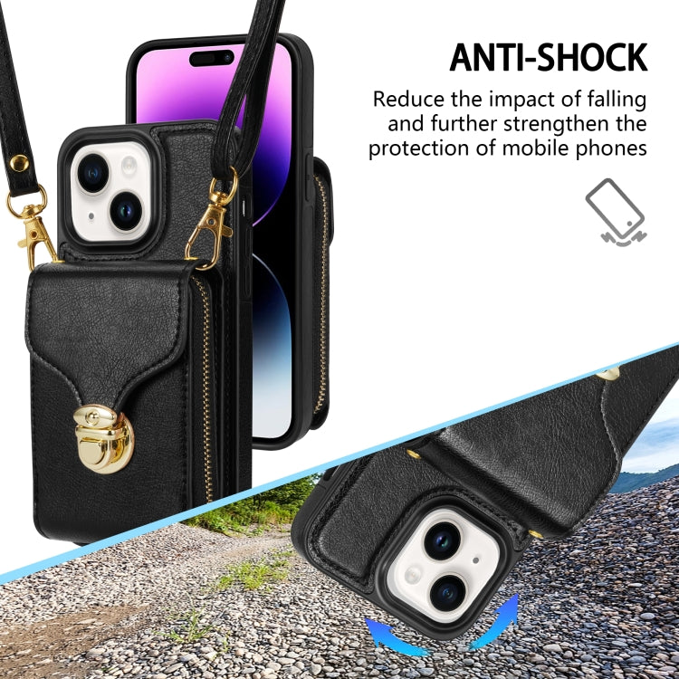 For iPhone 14 / 13 Zipper Hardware Card Wallet Phone Case