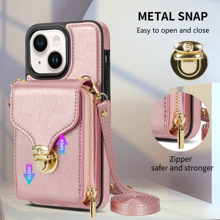 For iPhone 14 / 13 Zipper Hardware Card Wallet Phone Case