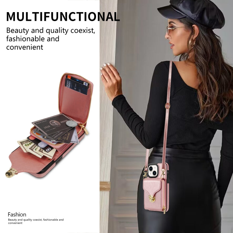For iPhone 14 / 13 Zipper Hardware Card Wallet Phone Case