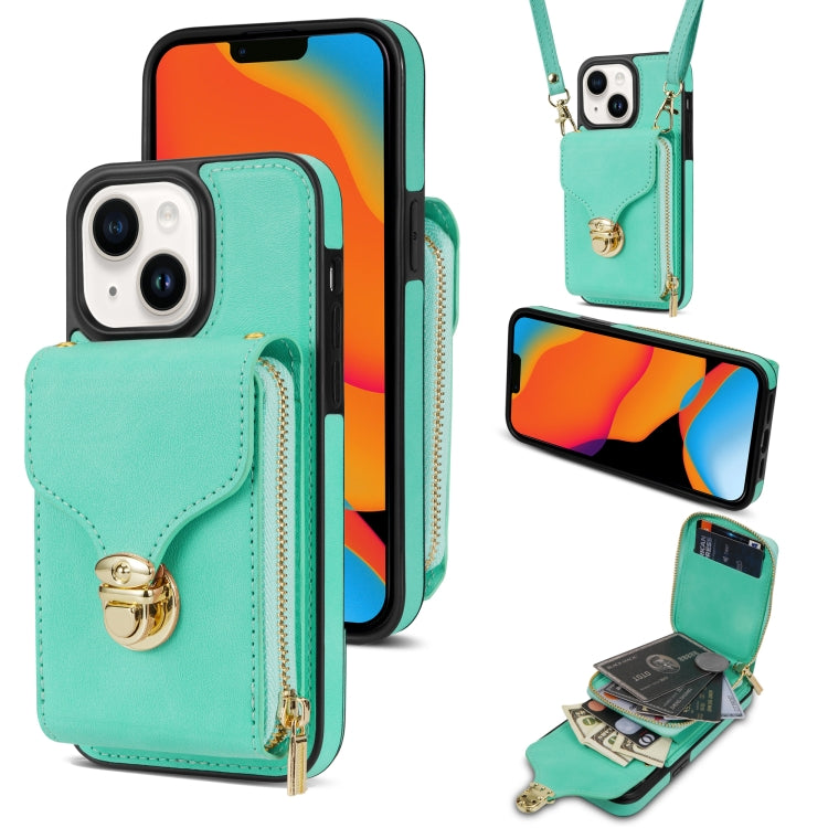 For iPhone 14 / 13 Zipper Hardware Card Wallet Phone Case