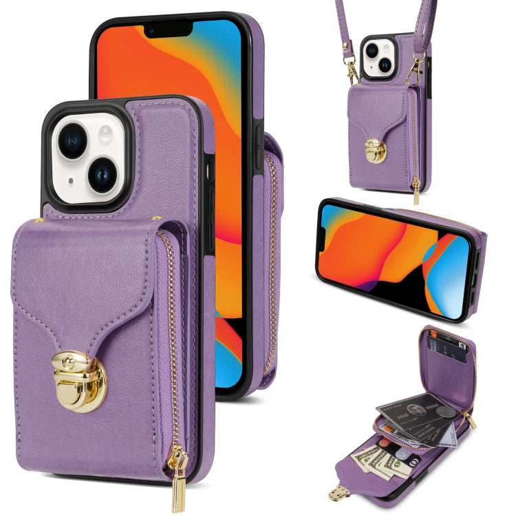 For iPhone 14 / 13 Zipper Hardware Card Wallet Phone Case