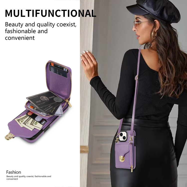 For iPhone 14 / 13 Zipper Hardware Card Wallet Phone Case