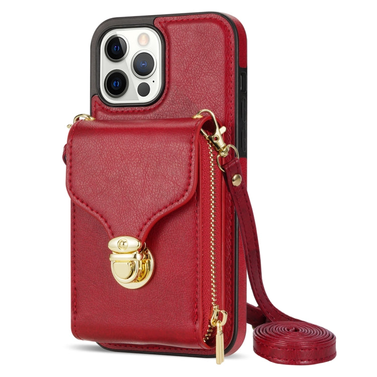 For iPhone 13 Pro Max Zipper Hardware Card Wallet Phone Case