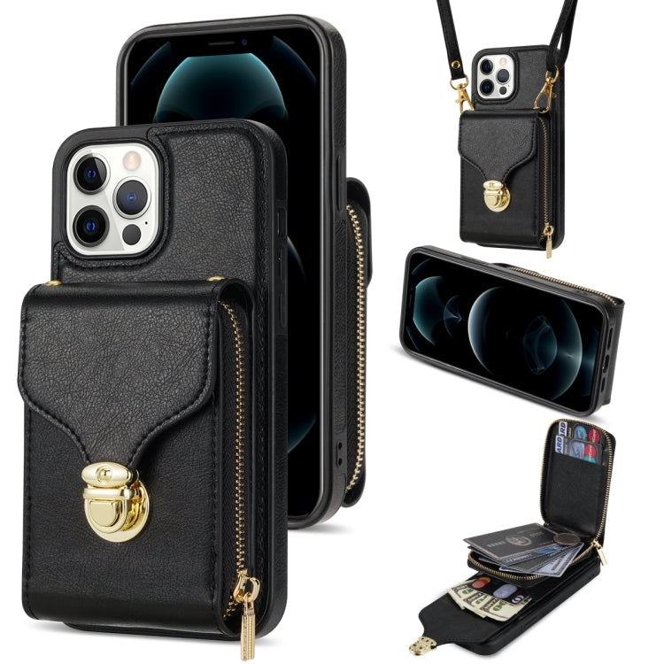 For iPhone 13 Pro Max Zipper Hardware Card Wallet Phone Case