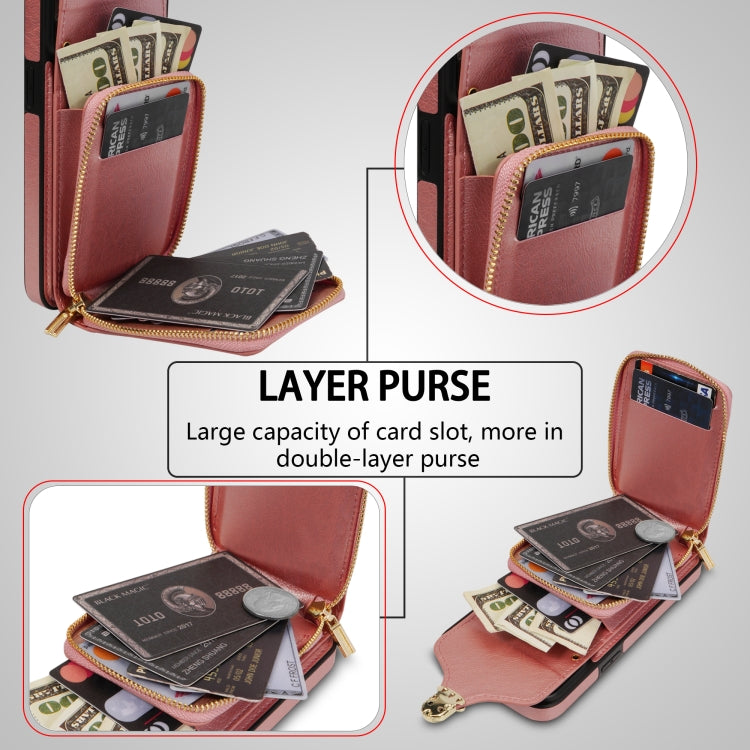 For iPhone 13 Pro Max Zipper Hardware Card Wallet Phone Case