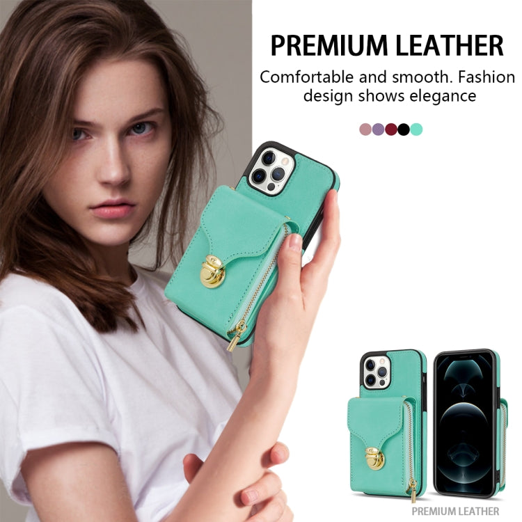 For iPhone 13 Pro Max Zipper Hardware Card Wallet Phone Case