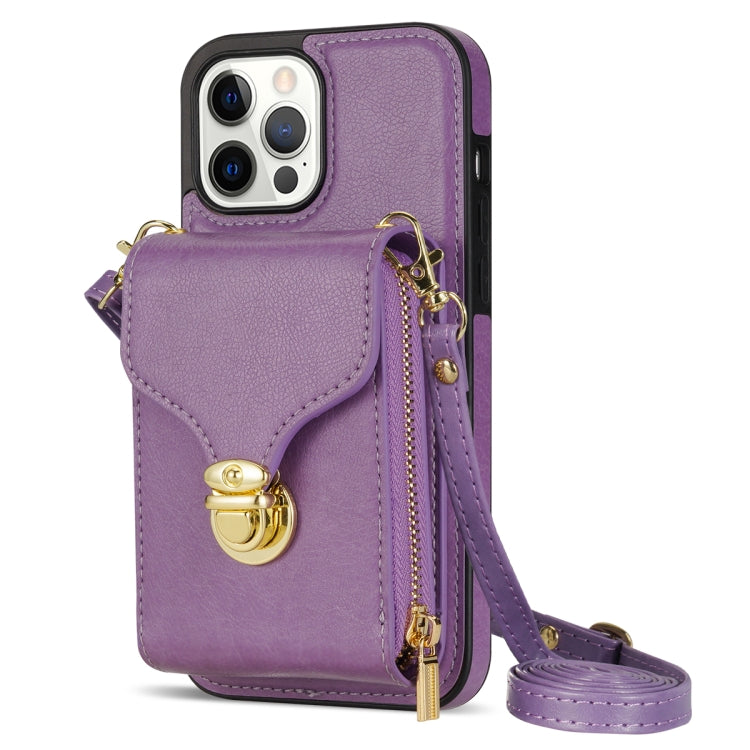 For iPhone 13 Pro Max Zipper Hardware Card Wallet Phone Case