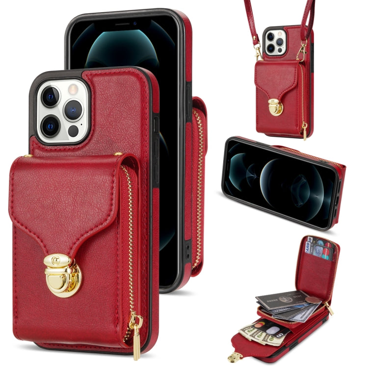 For iPhone 13 Pro Zipper Hardware Card Wallet Phone Case