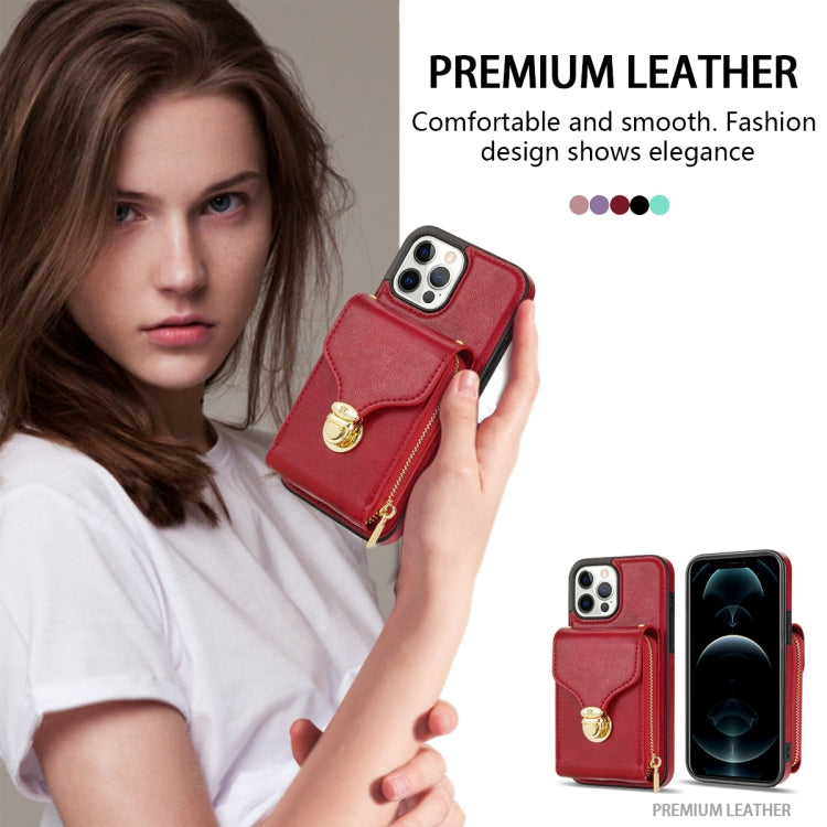 For iPhone 13 Pro Zipper Hardware Card Wallet Phone Case