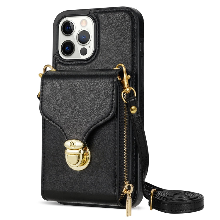 For iPhone 13 Pro Zipper Hardware Card Wallet Phone Case