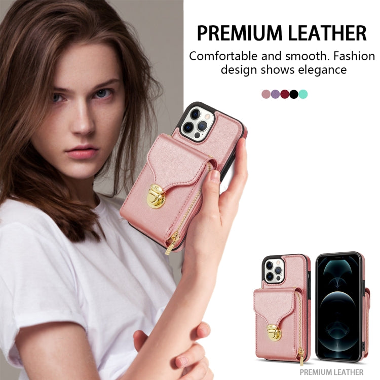 For iPhone 13 Pro Zipper Hardware Card Wallet Phone Case