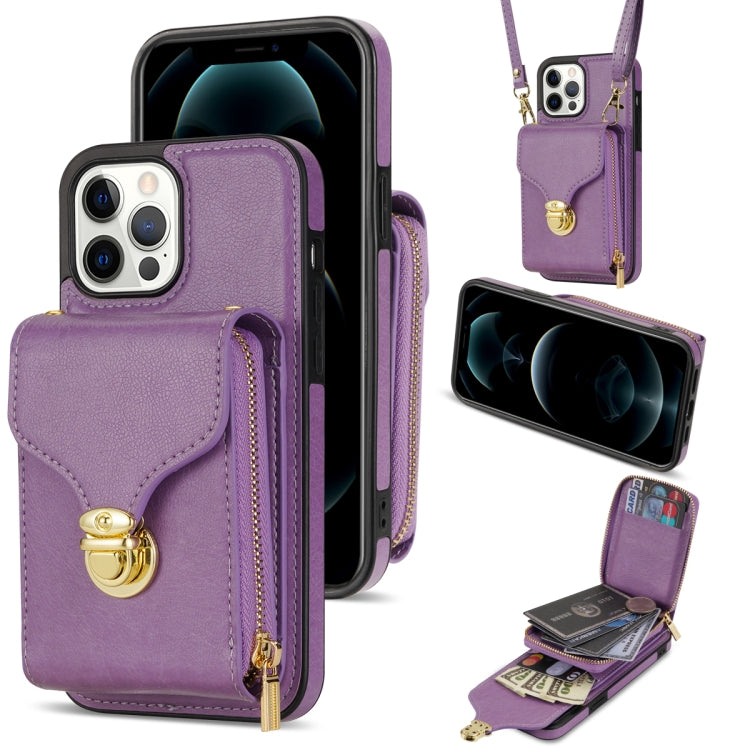 For iPhone 13 Pro Zipper Hardware Card Wallet Phone Case