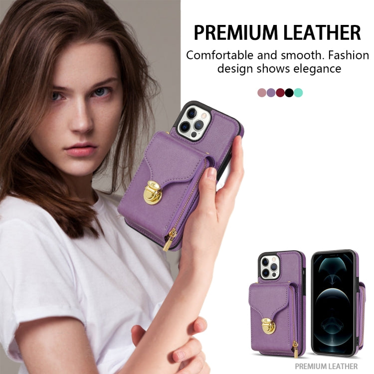 For iPhone 13 Pro Zipper Hardware Card Wallet Phone Case