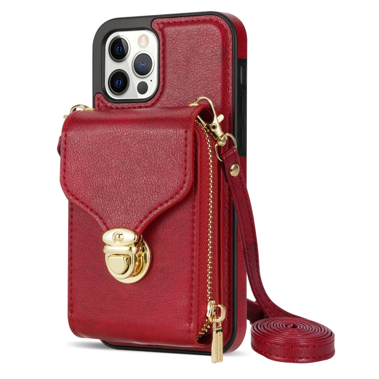 For iPhone 12 Pro Max Zipper Hardware Card Wallet Phone Case