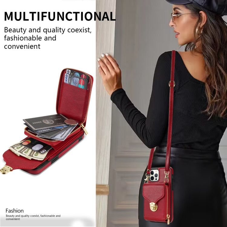 For iPhone 12 Pro Max Zipper Hardware Card Wallet Phone Case