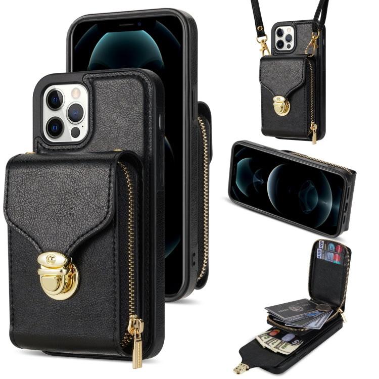 For iPhone 12 Pro Max Zipper Hardware Card Wallet Phone Case