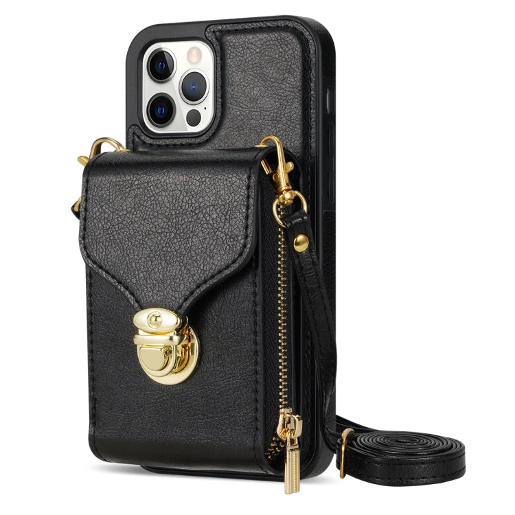 For iPhone 12 Pro Max Zipper Hardware Card Wallet Phone Case