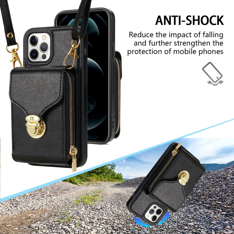For iPhone 12 Pro Max Zipper Hardware Card Wallet Phone Case