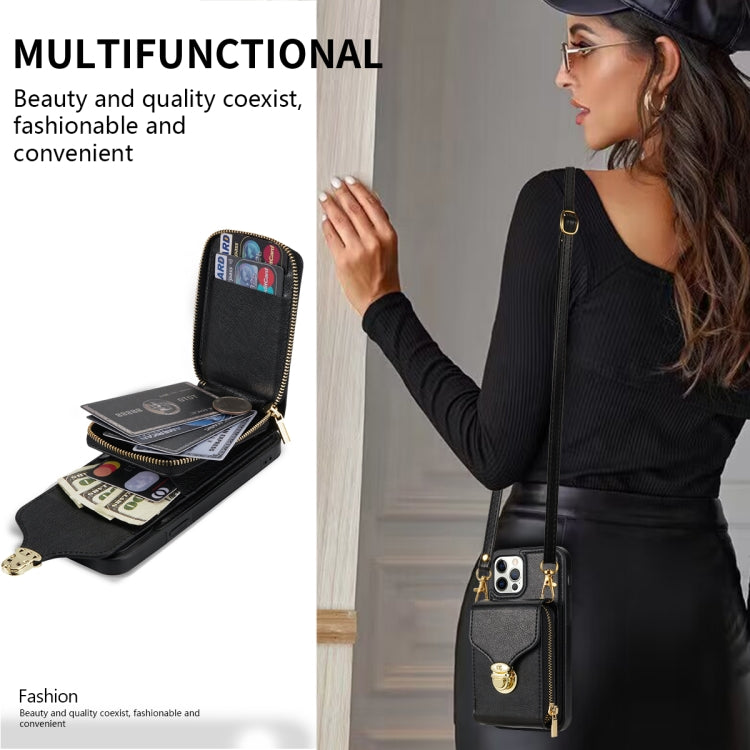 For iPhone 12 Pro Max Zipper Hardware Card Wallet Phone Case