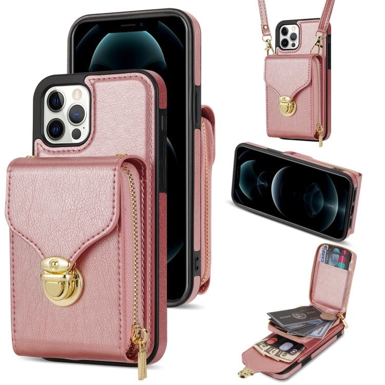 For iPhone 12 Pro Max Zipper Hardware Card Wallet Phone Case