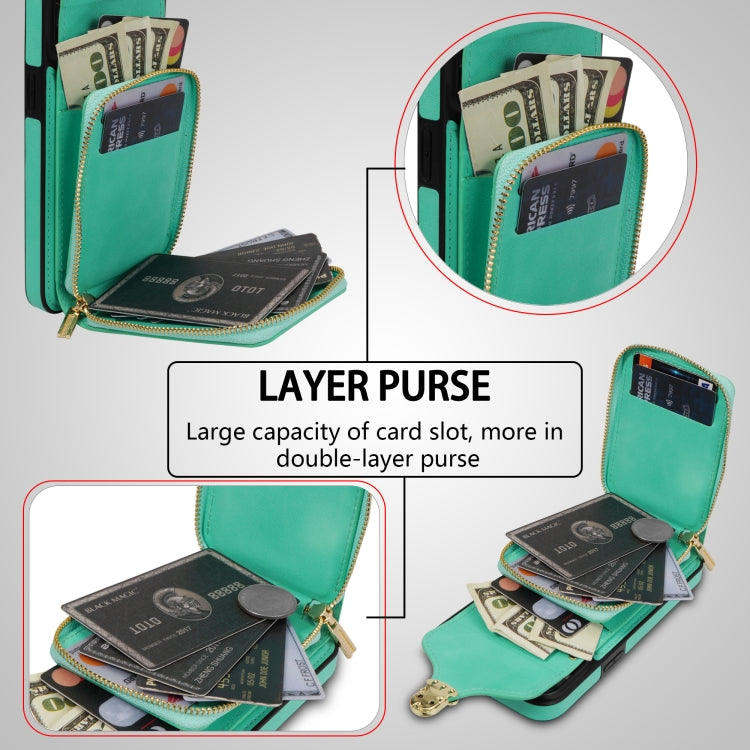 For iPhone 12 Pro Max Zipper Hardware Card Wallet Phone Case