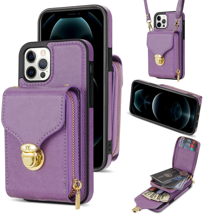 For iPhone 12 Pro Max Zipper Hardware Card Wallet Phone Case