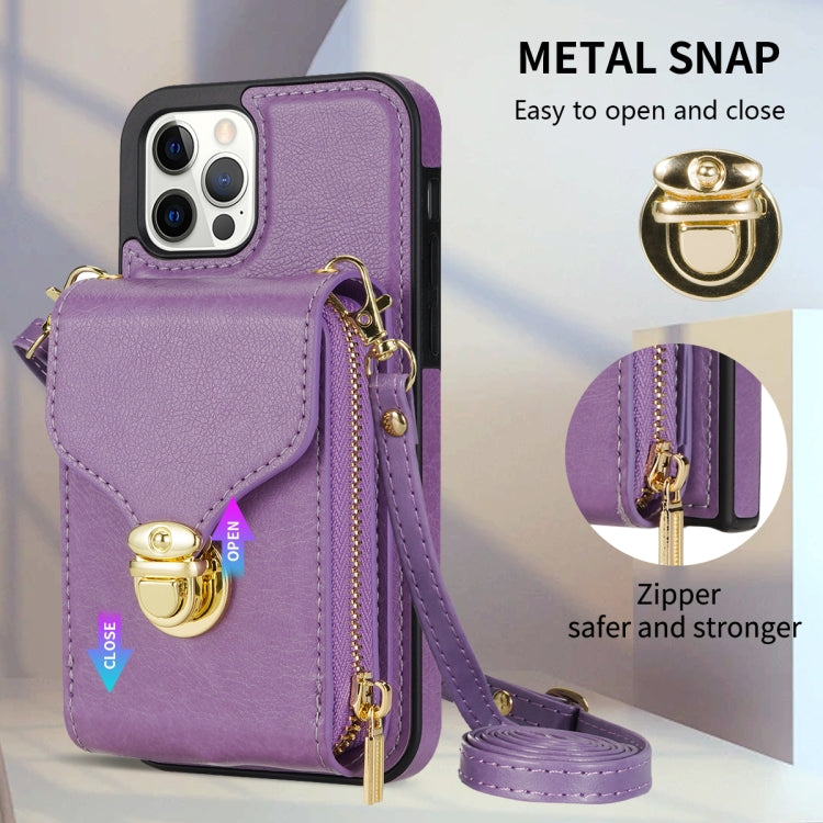 For iPhone 12 Pro Max Zipper Hardware Card Wallet Phone Case