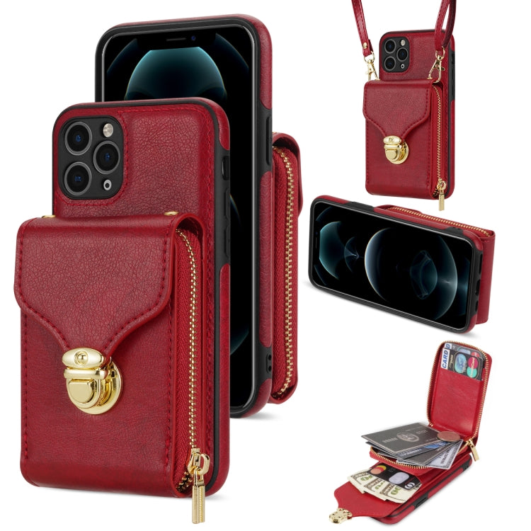For iPhone 11 Pro Max Zipper Hardware Card Wallet Phone Case
