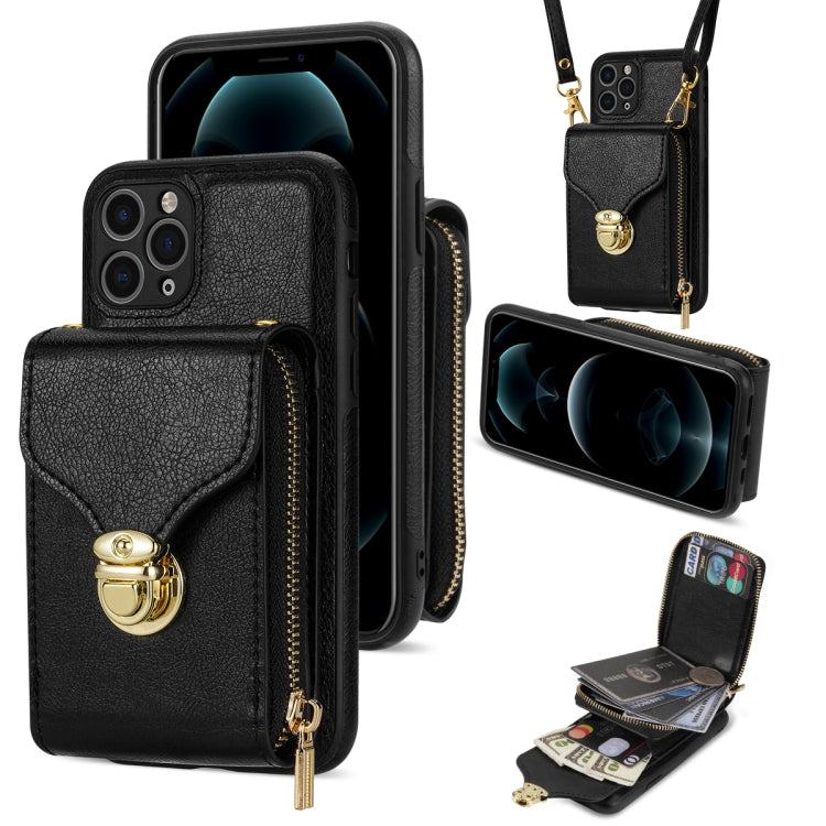 For iPhone 11 Pro Max Zipper Hardware Card Wallet Phone Case