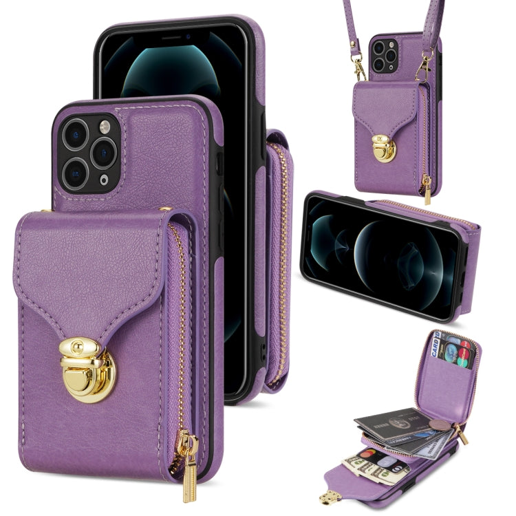 For iPhone 11 Pro Max Zipper Hardware Card Wallet Phone Case