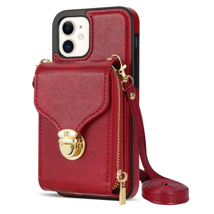 For iPhone 12 mini Zipper Hardware Card Wallet Phone Case
