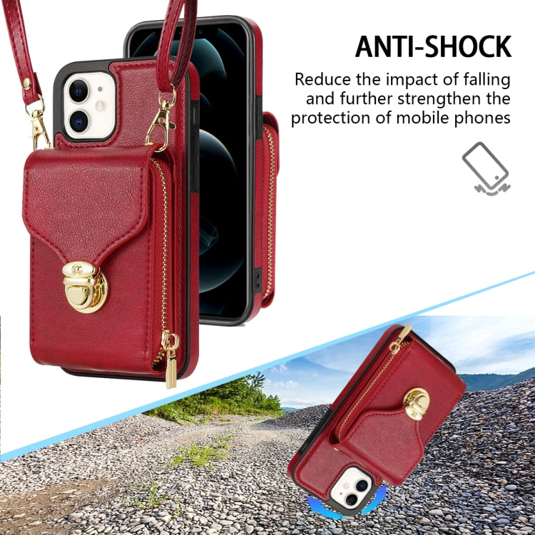 For iPhone 12 mini Zipper Hardware Card Wallet Phone Case