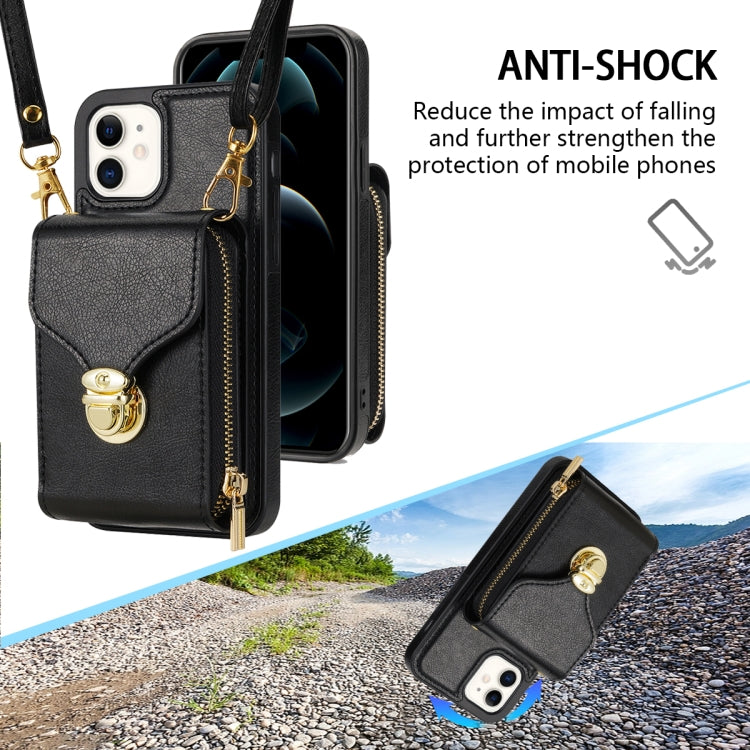 For iPhone 12 mini Zipper Hardware Card Wallet Phone Case