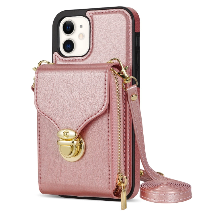 For iPhone 12 mini Zipper Hardware Card Wallet Phone Case