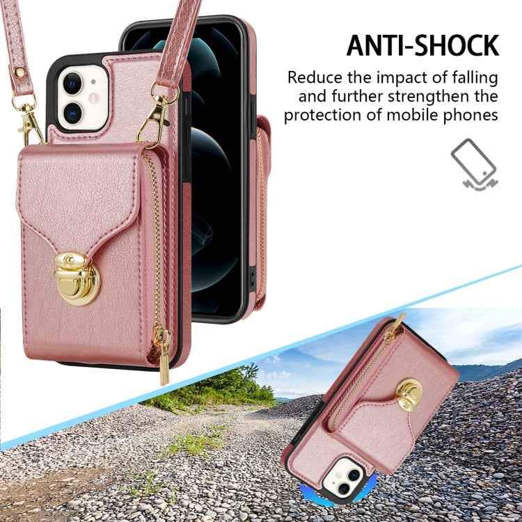 For iPhone 12 mini Zipper Hardware Card Wallet Phone Case