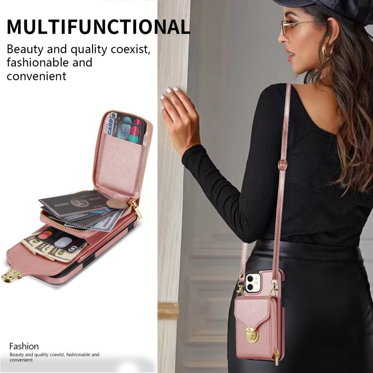 For iPhone 12 mini Zipper Hardware Card Wallet Phone Case