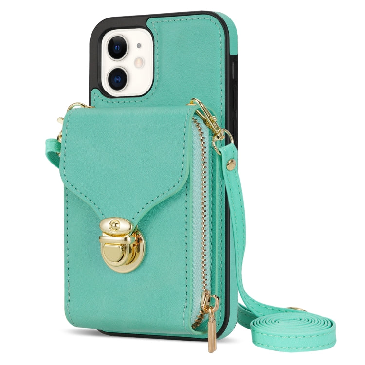 For iPhone 12 mini Zipper Hardware Card Wallet Phone Case