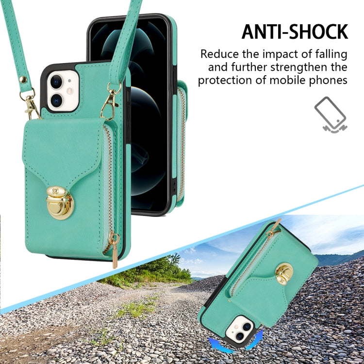 For iPhone 12 mini Zipper Hardware Card Wallet Phone Case